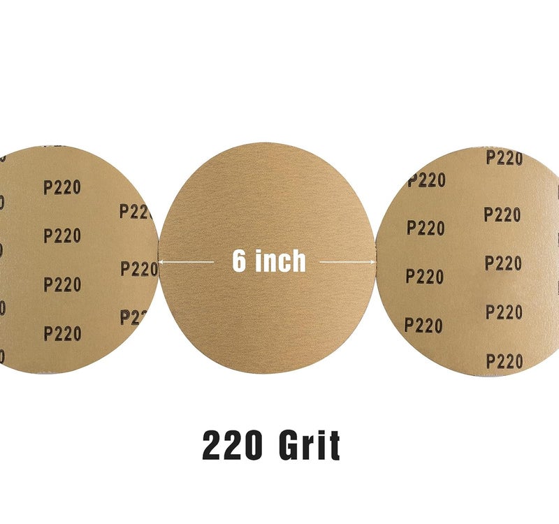 Shawya 100 PCS 6 Inch 220 Grit Sanding Discs with Self Adhesive Stickyback Sandpaper Roll Sander Attachment for Drill Self Stick Sandpaper with Sticky Back - Image 3